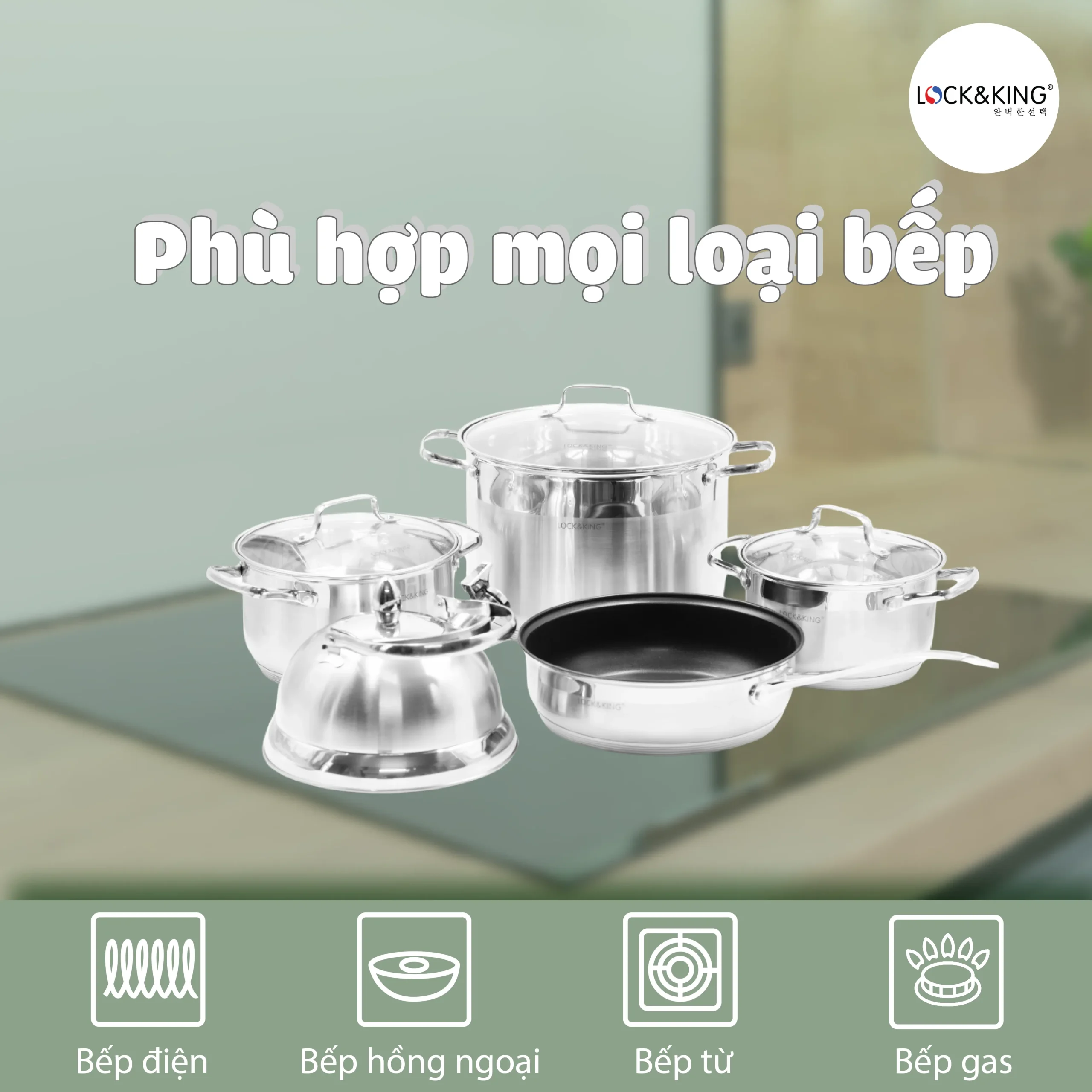 Bộ Nồi Inox 5 Đáy Cao Cấp Lock&King LK-358 - Ảnh 5