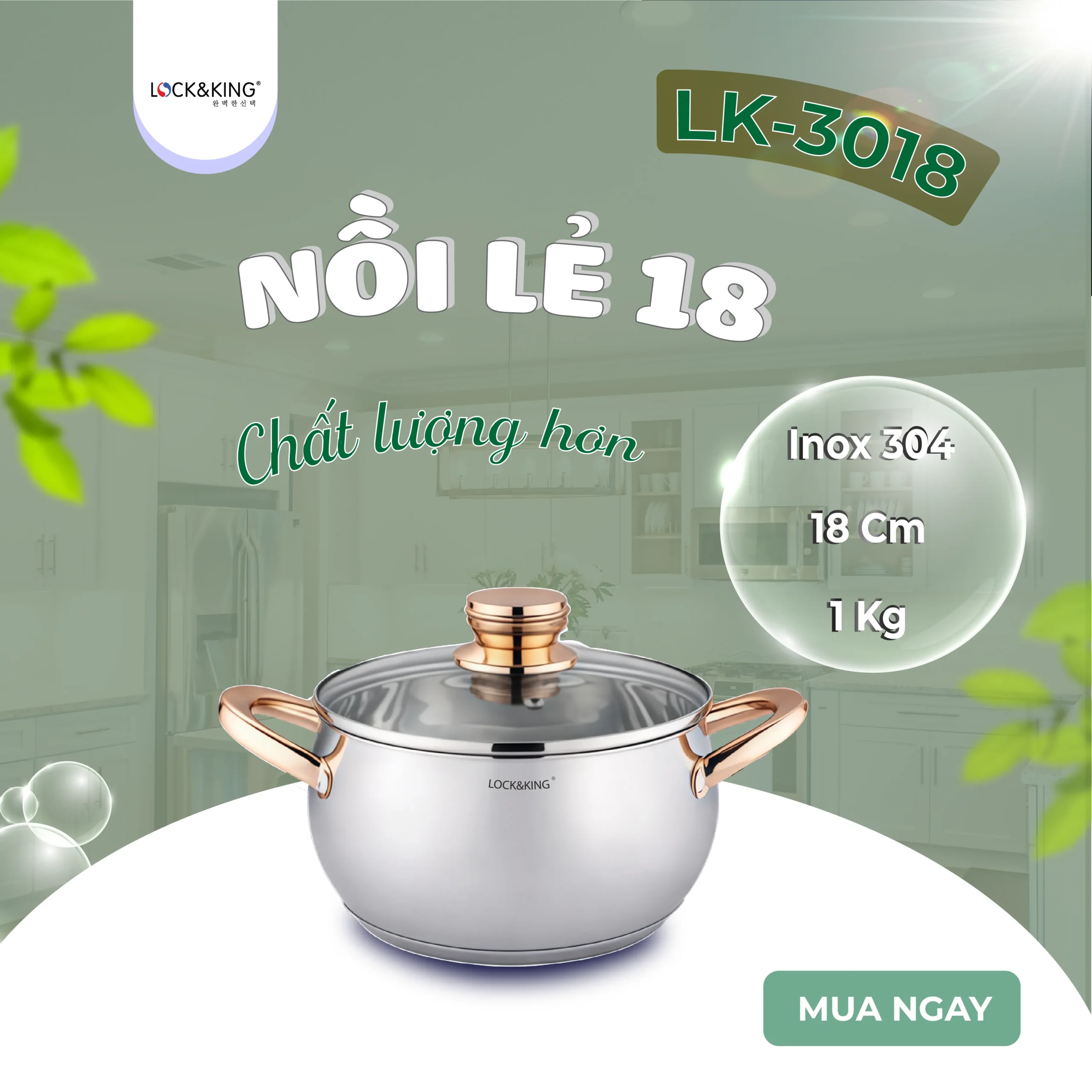 Nồi Inox 5 Đáy Cao Cấp Lock&King LK-3018 - Ảnh 8