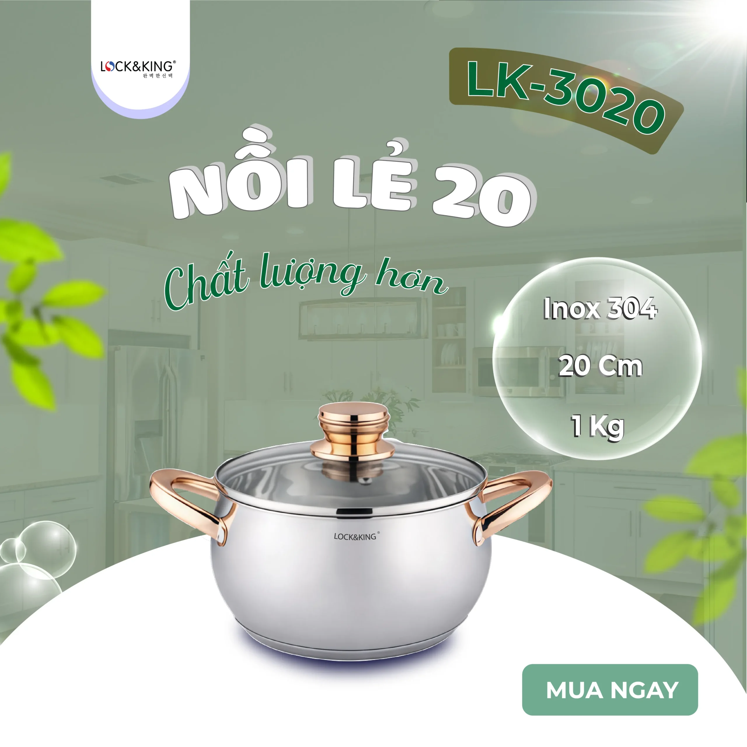 Nồi Inox 5 Đáy Cao Cấp Lock&King LK-3020 - Ảnh 6