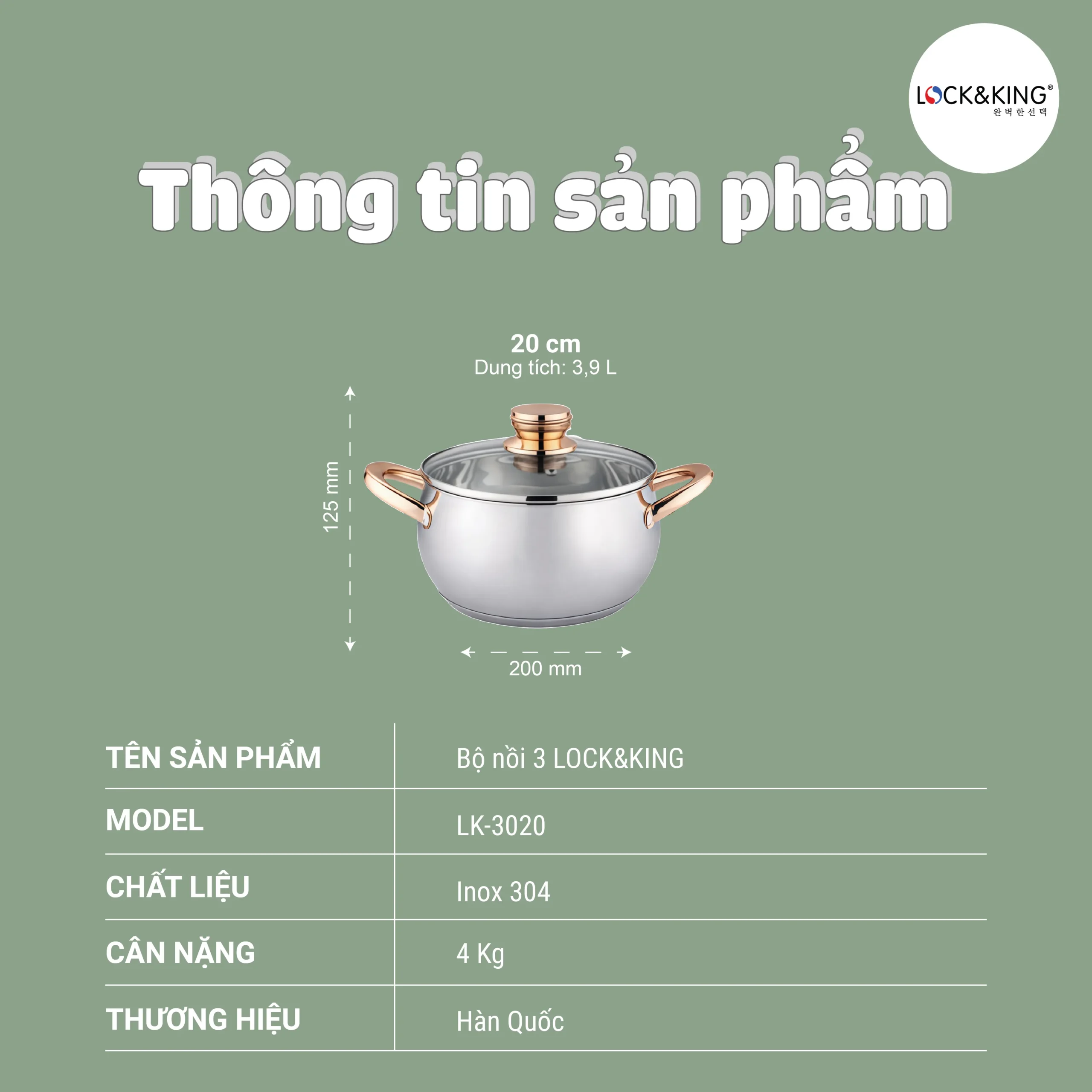 Nồi Inox 5 Đáy Cao Cấp Lock&King LK-3020 - Ảnh 8