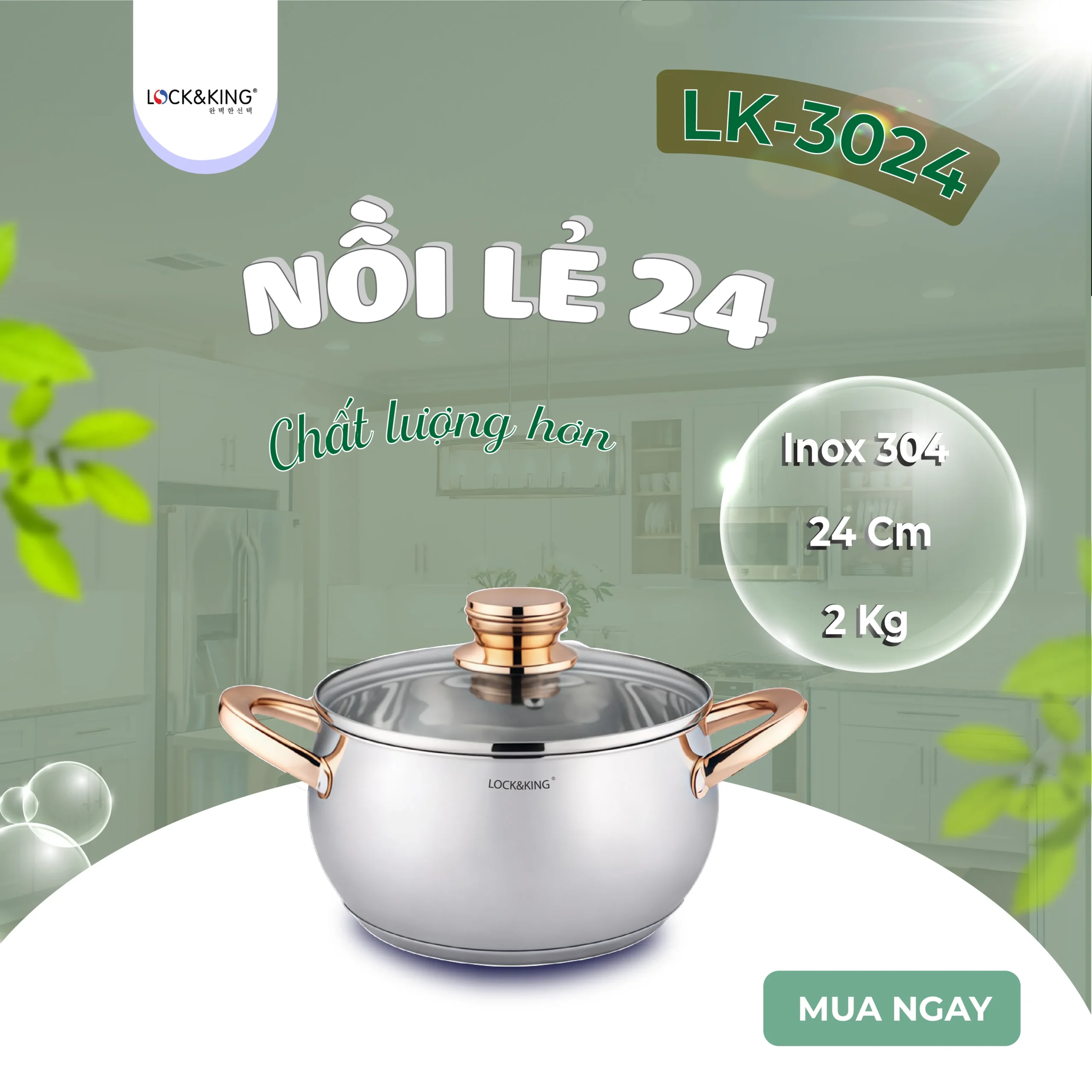 Nồi Inox 5 Đáy Cao Cấp Lock&King LK-3024 - Ảnh 6