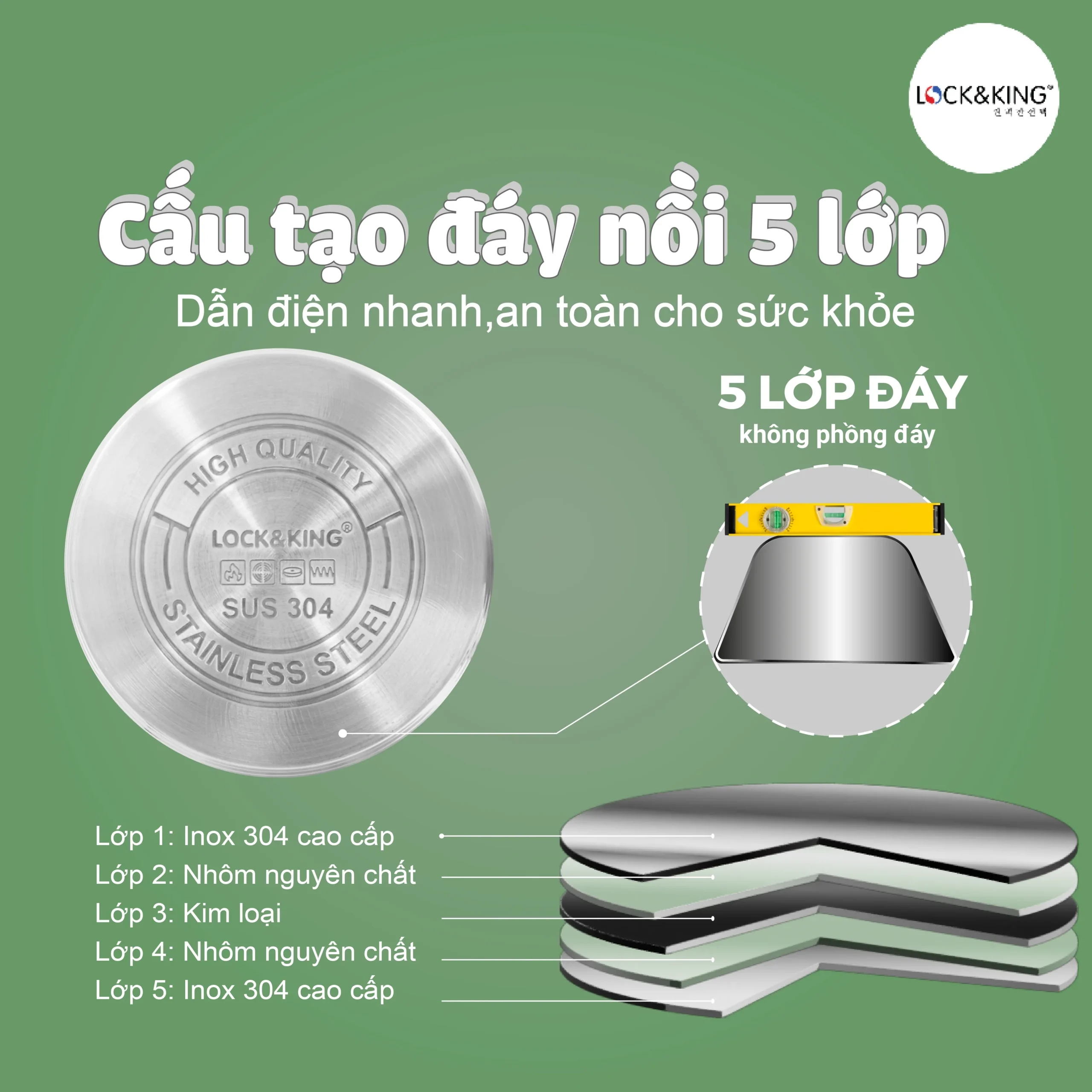 Nồi Inox 5 Đáy Cao Cấp Lock&King LK-3024 - Ảnh 8