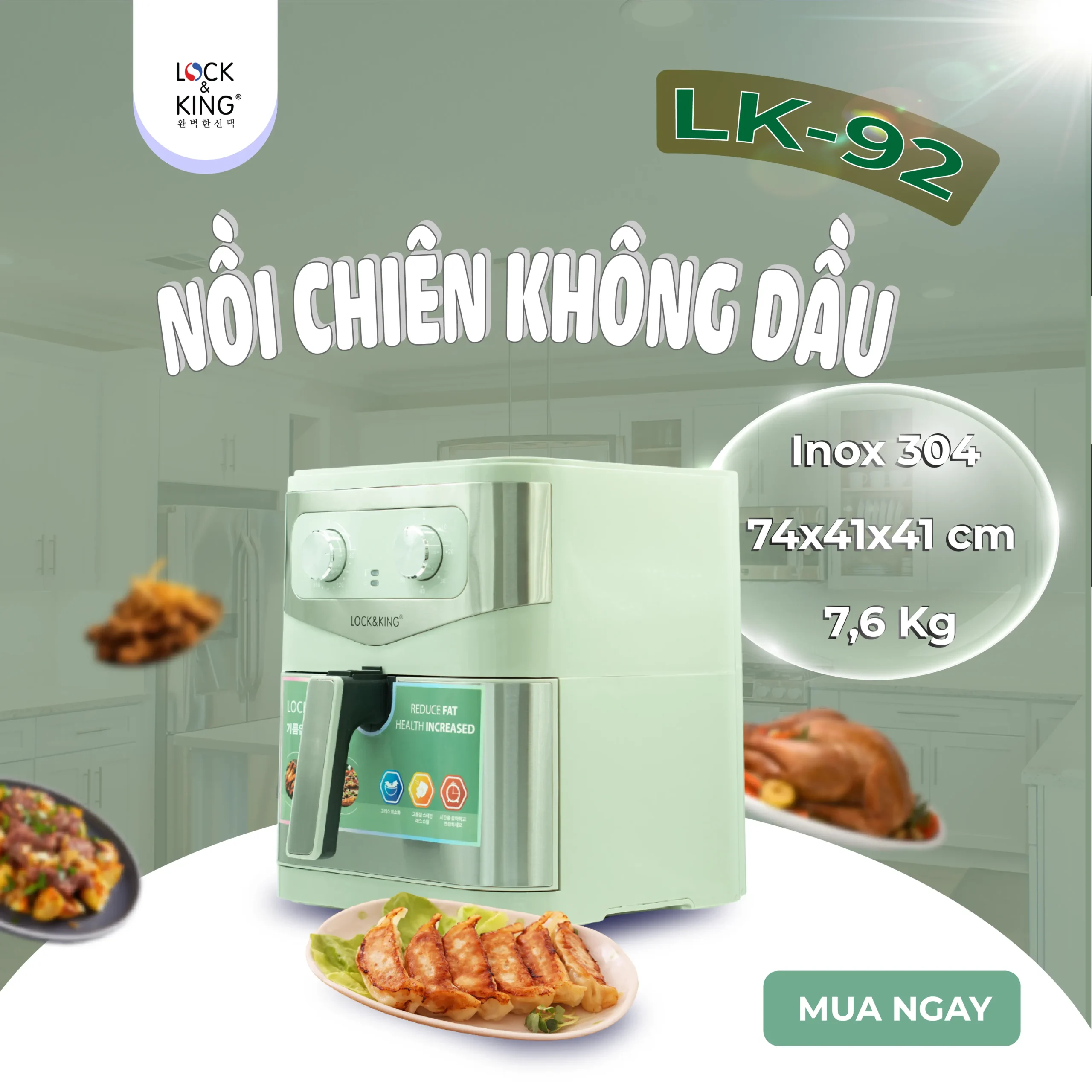 Nồi Chiên Không Dầu Lock&King LK-92 - Ảnh 6